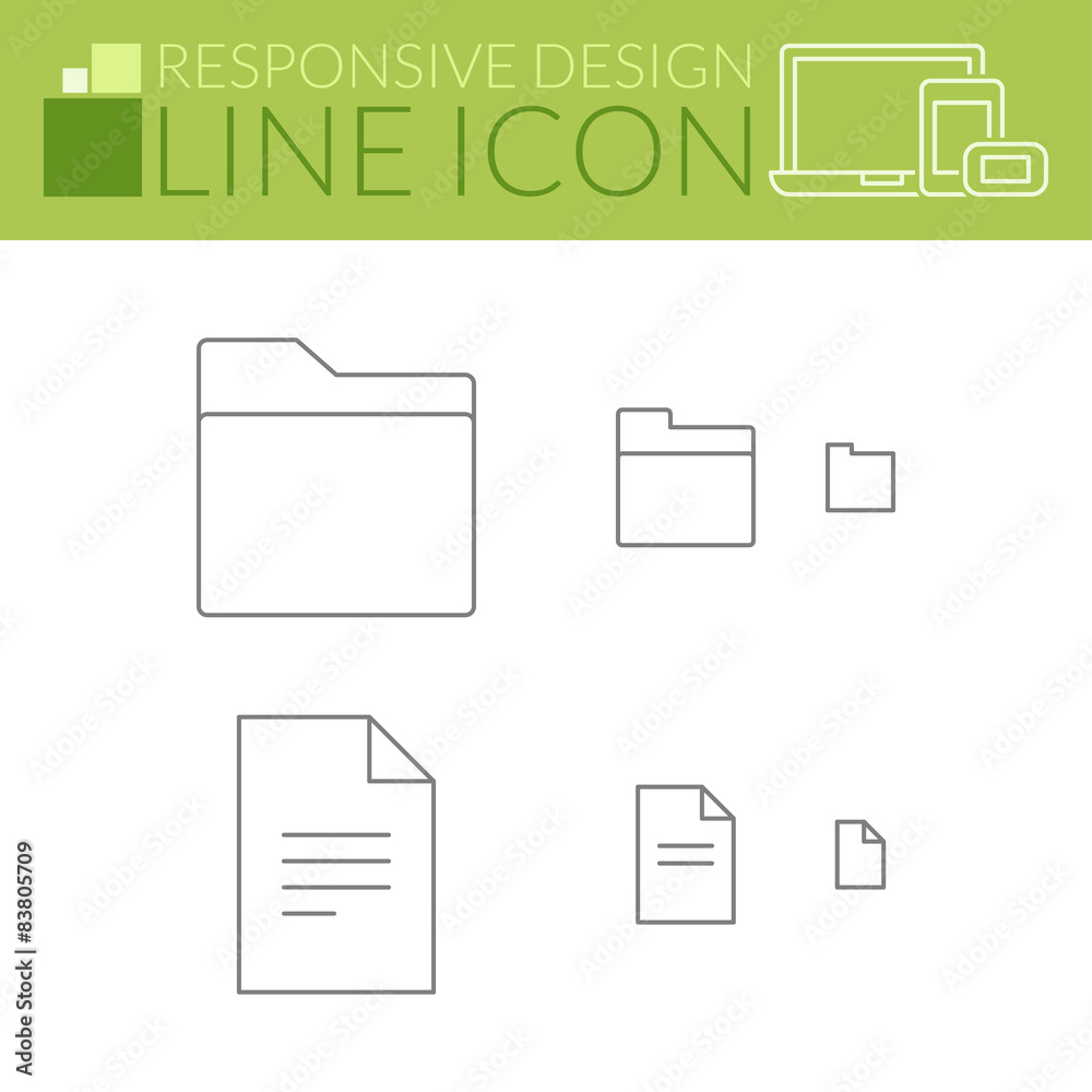 Folder and file. Line icons. Responsive design. Folder and file. Line icons. Responsive design.