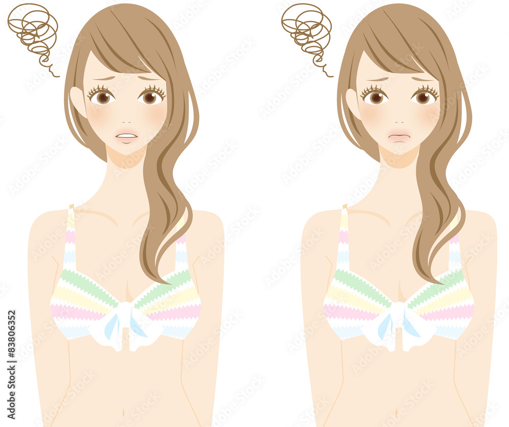 水着姿の女性　困る