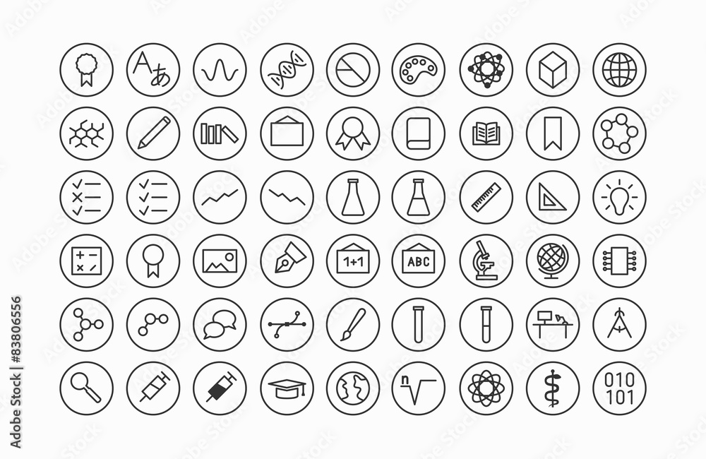 Bildung und Wissenschaft Line Icon Set