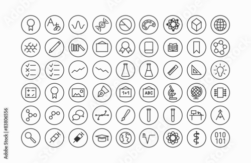 Bildung und Wissenschaft Line Icon Set