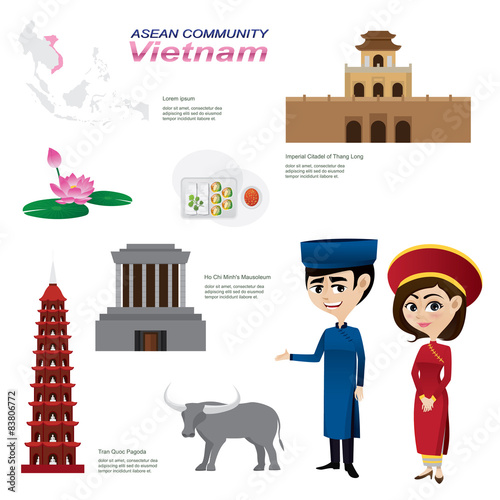 cartoon infographic of vietnam asean community.