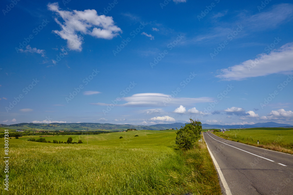 asphalt road in Tuscany Italy