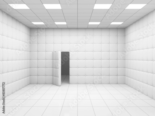 Fotografia White Mental Hospital Room Interior with Opened Door