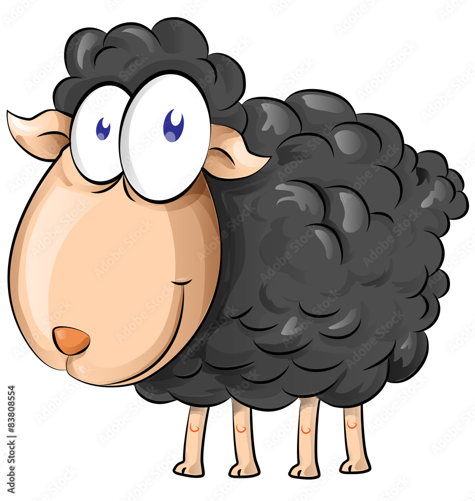Obraz premium black sheep cartoon isolate on white background