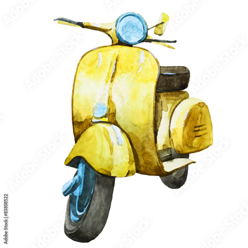 Watercolor vintage scooter