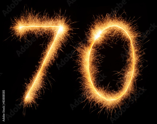 "70" number drawn with bengali sparkles