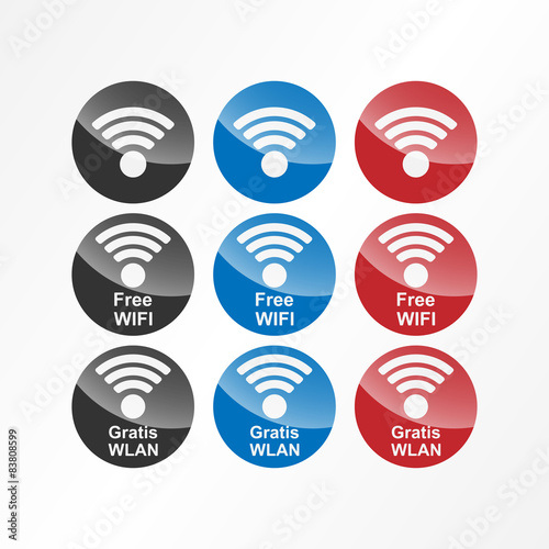 Wifi und Wlan Icon Set mit Glanzeffekt