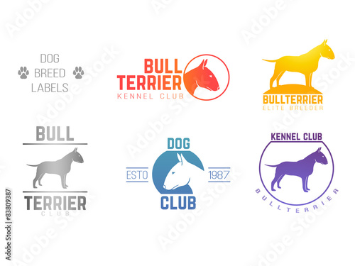 design logotypes, labels set of bill terrier god breed for