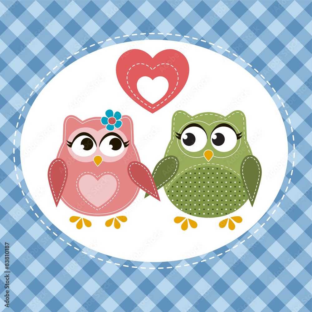 Two cute owls in love Two cute owls in love