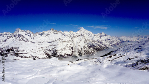 snow alps mountains view and blue sky © polarbearstudio