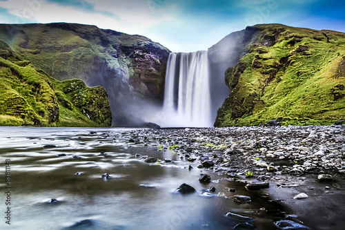 Long exposure of Skogafoss waterfall in Iceland