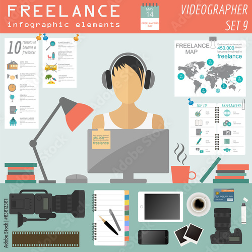 Freelance infographic template. Set elements for creating you ow