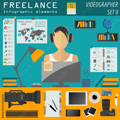 Freelance infographic template. Set elements for creating you ow