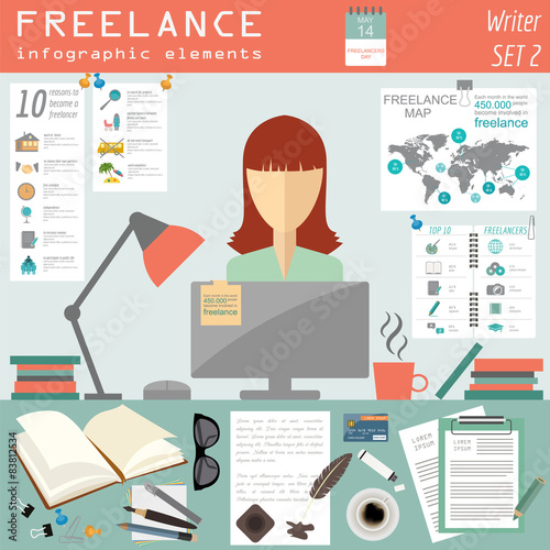 Freelance infographic template. Set elements for creating you ow
