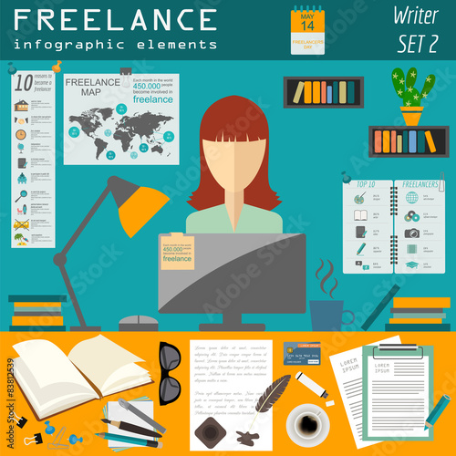Freelance infographic template. Set elements for creating you ow