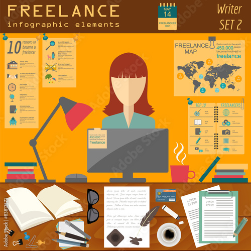 Freelance infographic template. Set elements for creating you ow