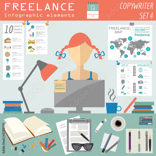 Freelance infographic template. Set elements for creating you ow