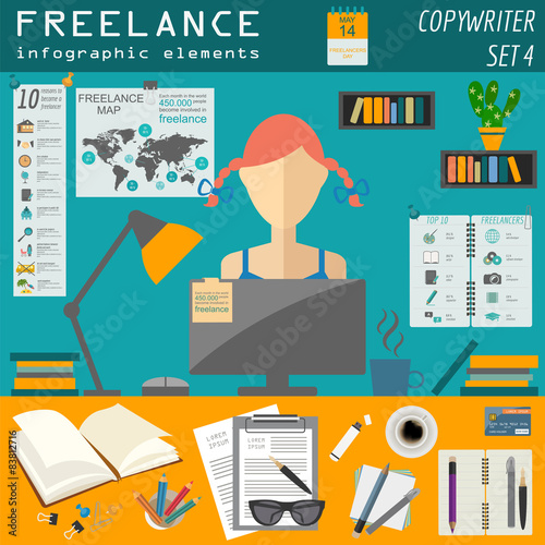 Freelance infographic template. Set elements for creating you ow