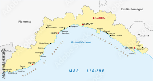 liguria administrative map