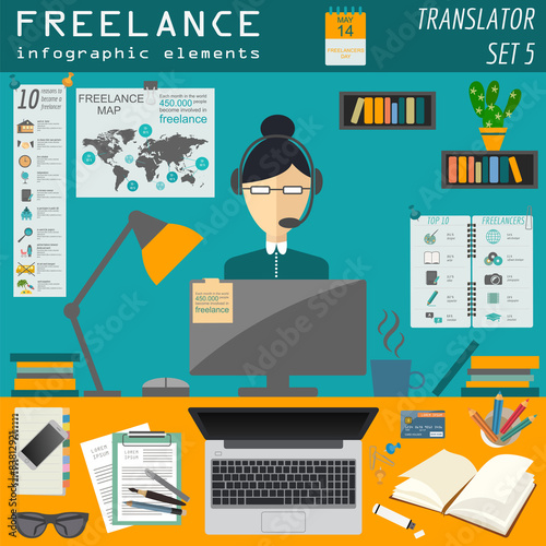 Freelance infographic template. Set elements for creating you ow