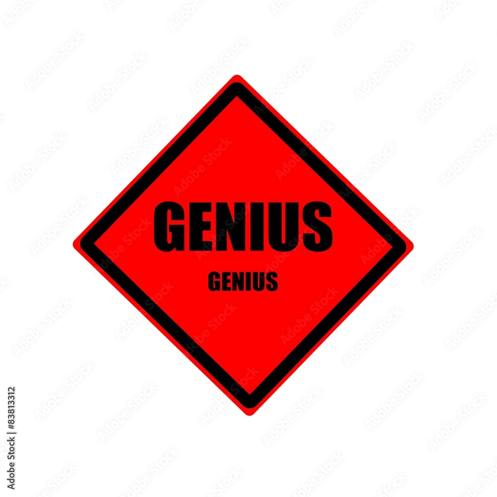 Genius black stamp text on red background Genius black stamp text on red background