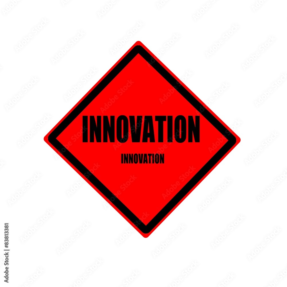 Innovation black stamp text on red background Innovation black stamp text on red background