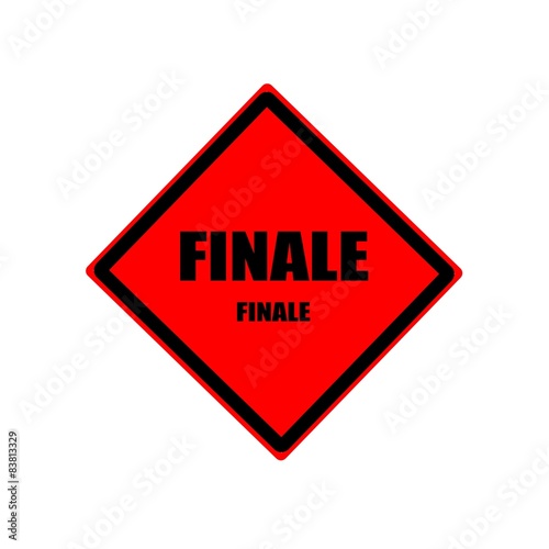 Finale black stamp text on red background
