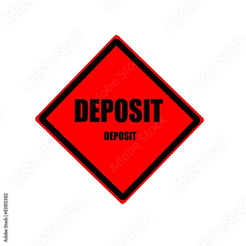 Deposit black stamp text on red background