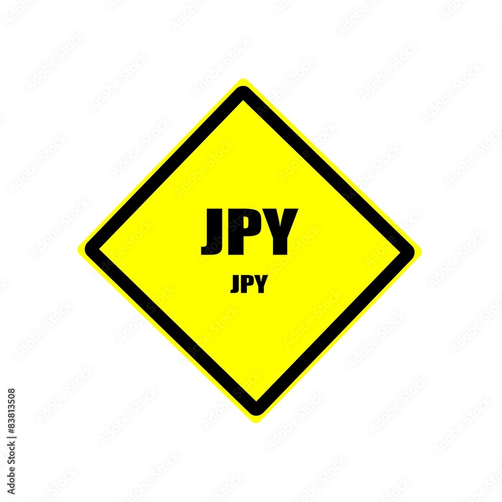 JPY black stamp text on yellow background JPY black stamp text on yellow background