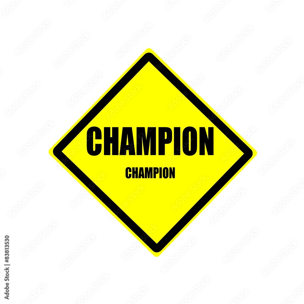 CHAMPION black stamp text on yellow background CHAMPION black stamp text on yellow background