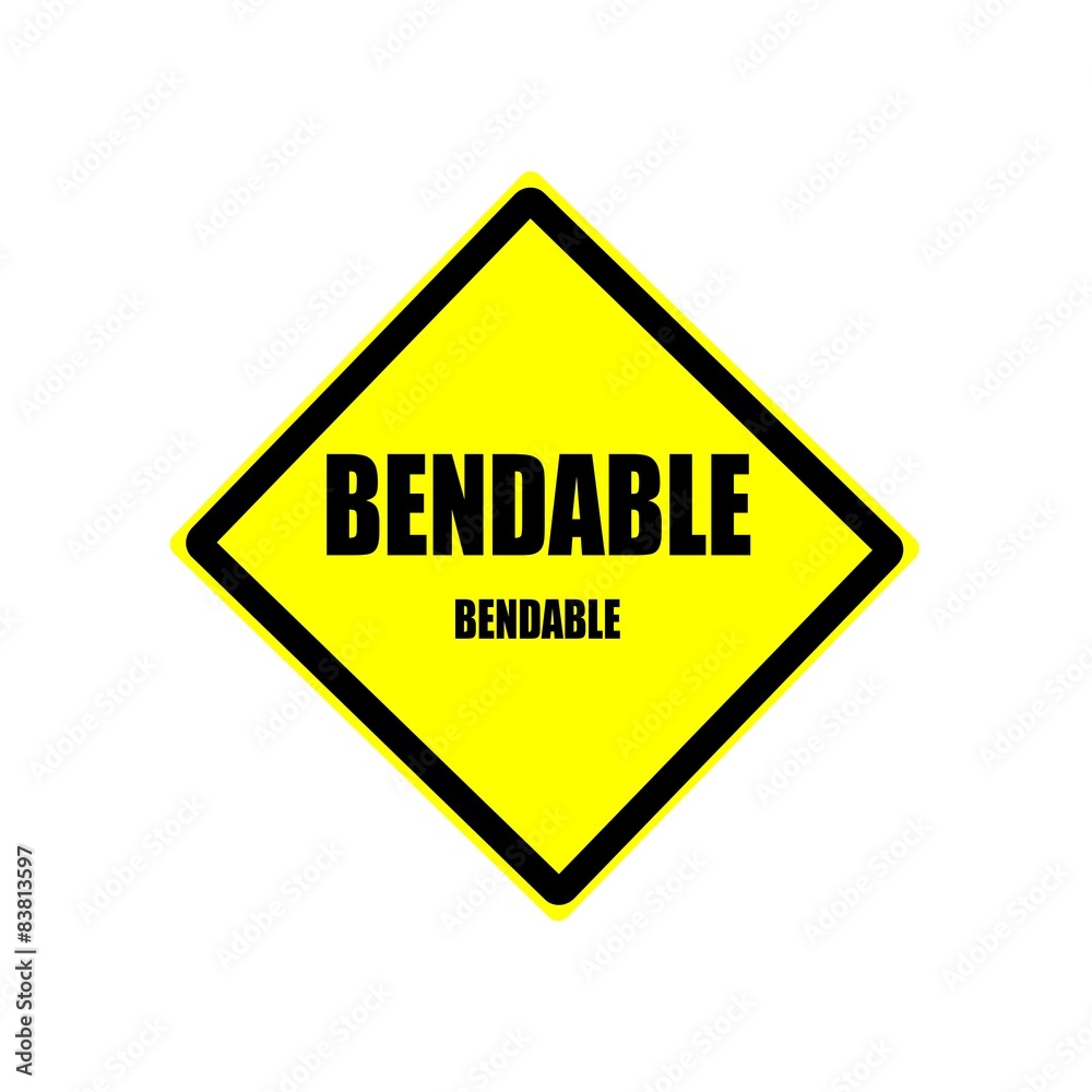 Bendable black stamp text on yellow background