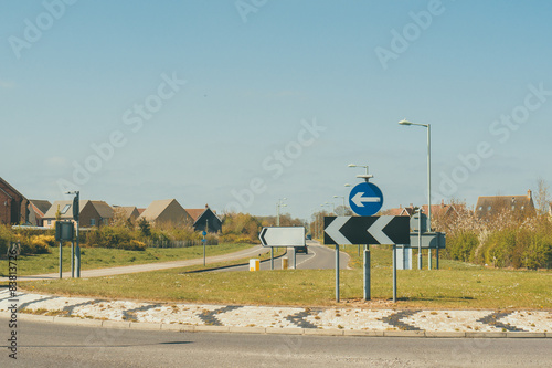 Roundabout sign on a brititish road photo