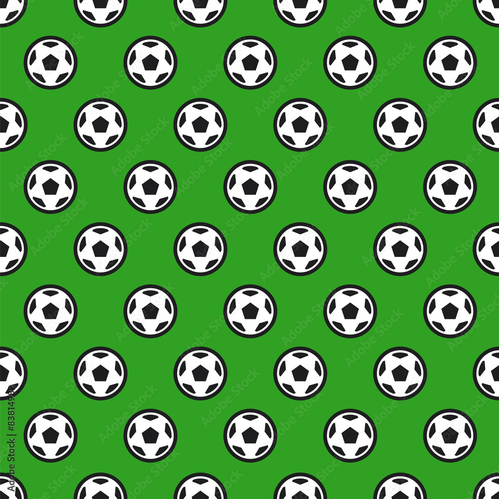 Soccer Ball on Green Seamless Background Soccer Ball on Green Seamless Background