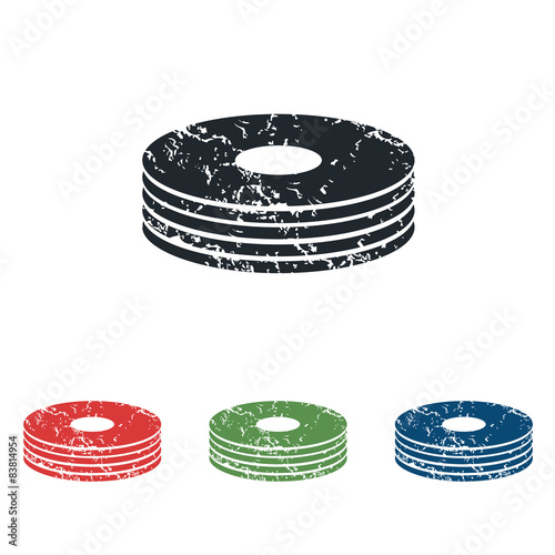 Disc pile grunge icon set