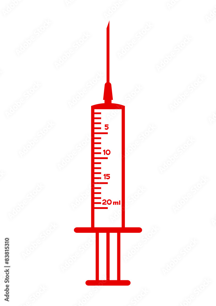 Medical syringe icon on white background Medical syringe icon on white background