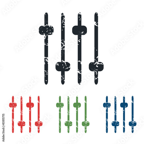 Console faders grunge icon set