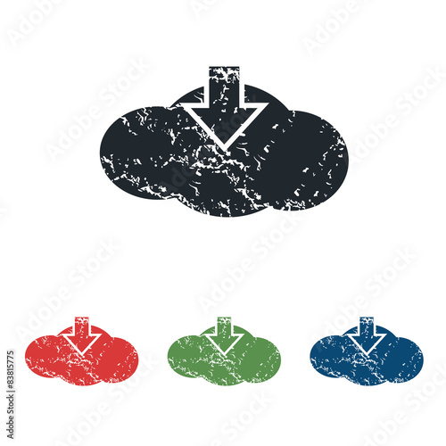 Cloud download grunge icon set