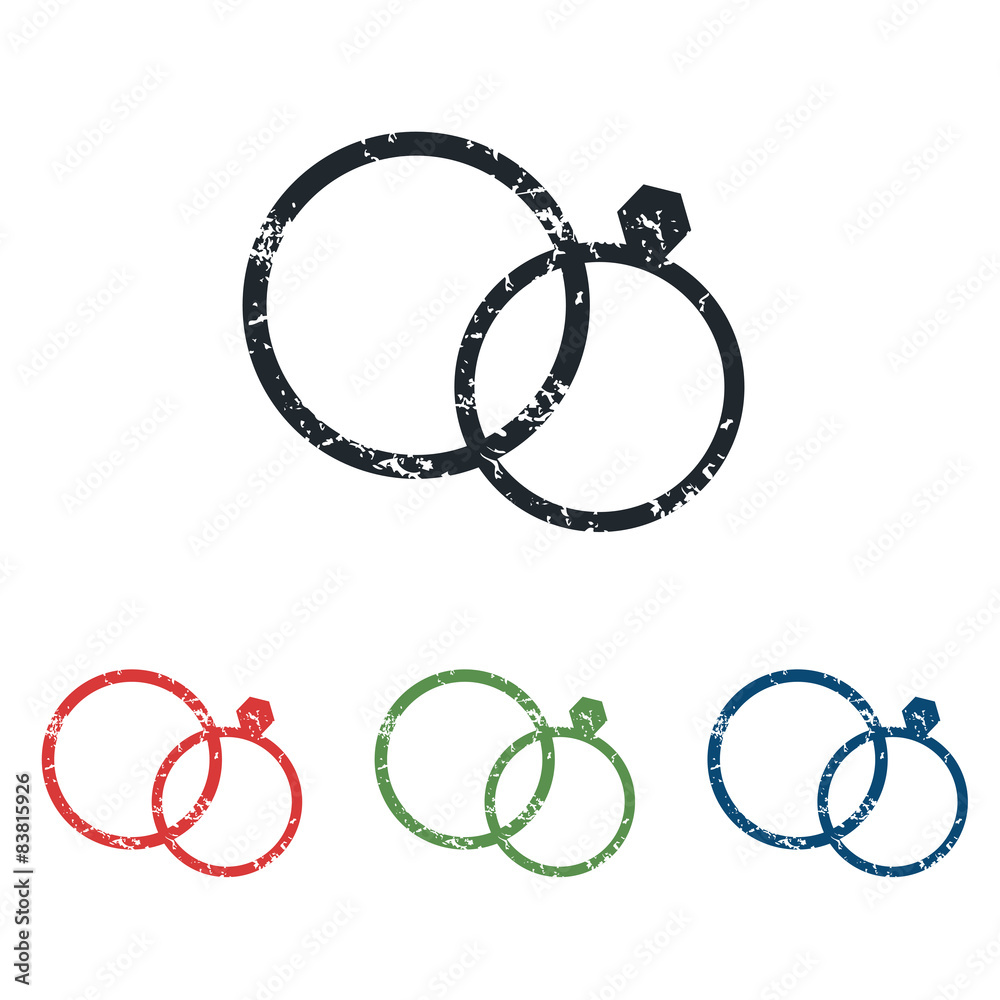 Wedding rings grunge icon set Wedding rings grunge icon set