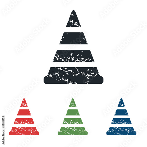 Traffic cone grunge icon set