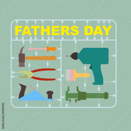 Father's day. A set of tools for men: drill and hammer, screwdri