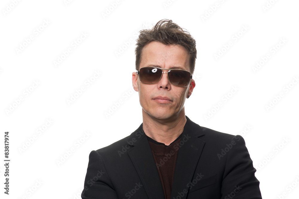 Businessman Wearing Sunglasses Isolated on White Businessman Wearing Sunglasses Isolated on White