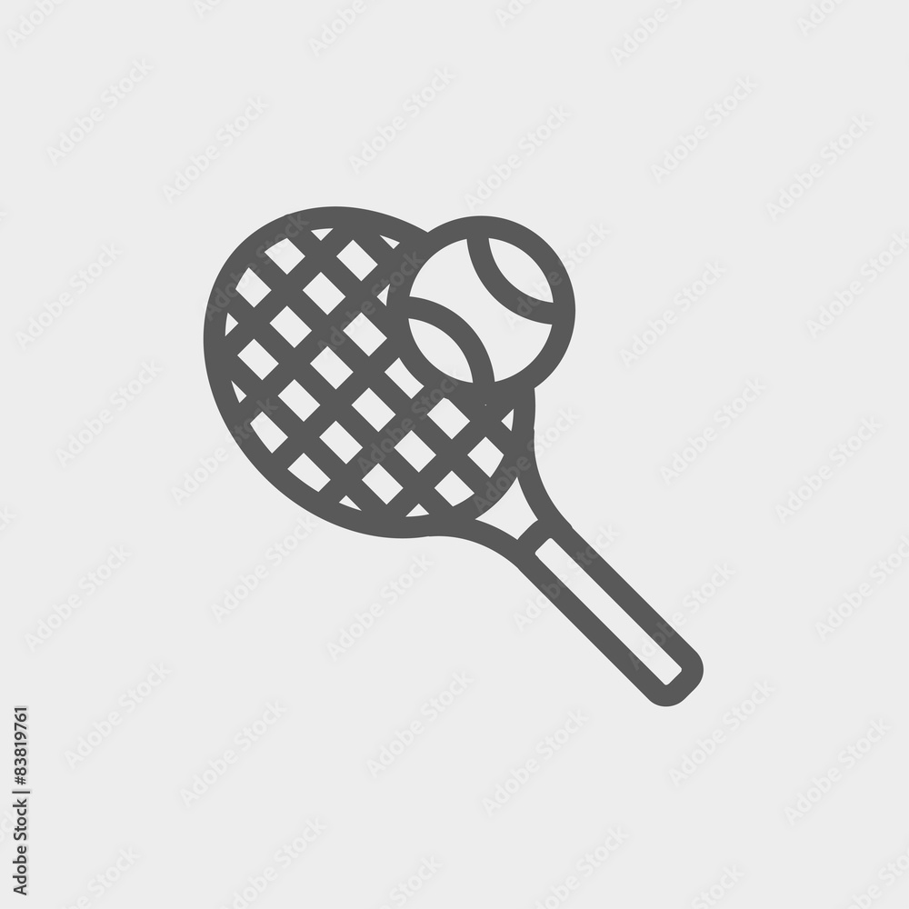 Tennis Racket and Ball thin line icon Tennis Racket and Ball thin line icon