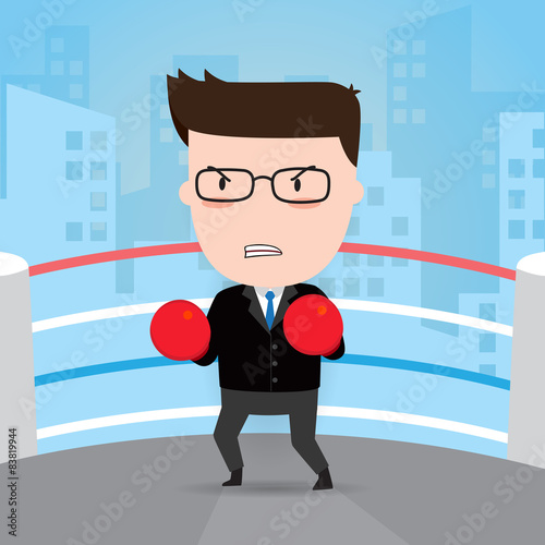 Boxing businessman character, Business concept