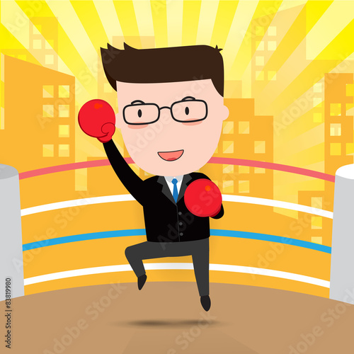 Boxing businessman character, Business concept