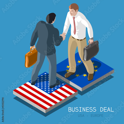 USA Europe Deal People Isometric