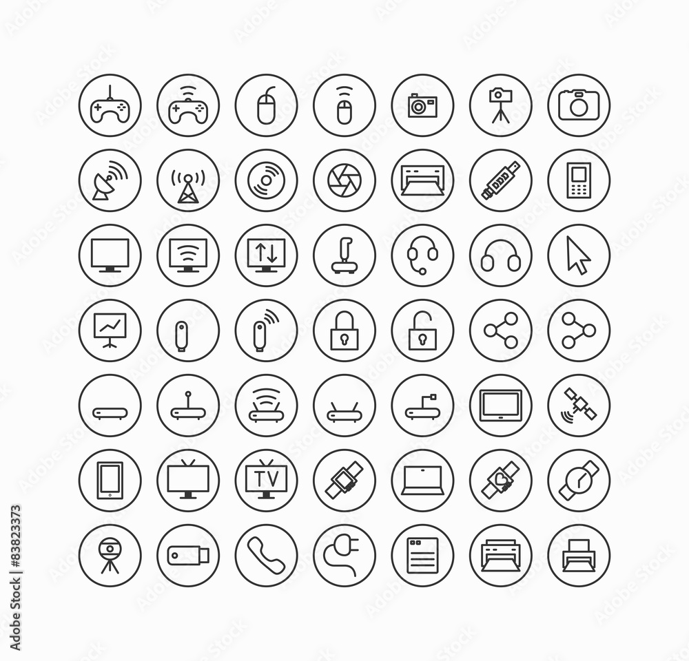 Elektronische Geräte und Medien Line Icon Set Elektronische Geräte und Medien Line Icon Set