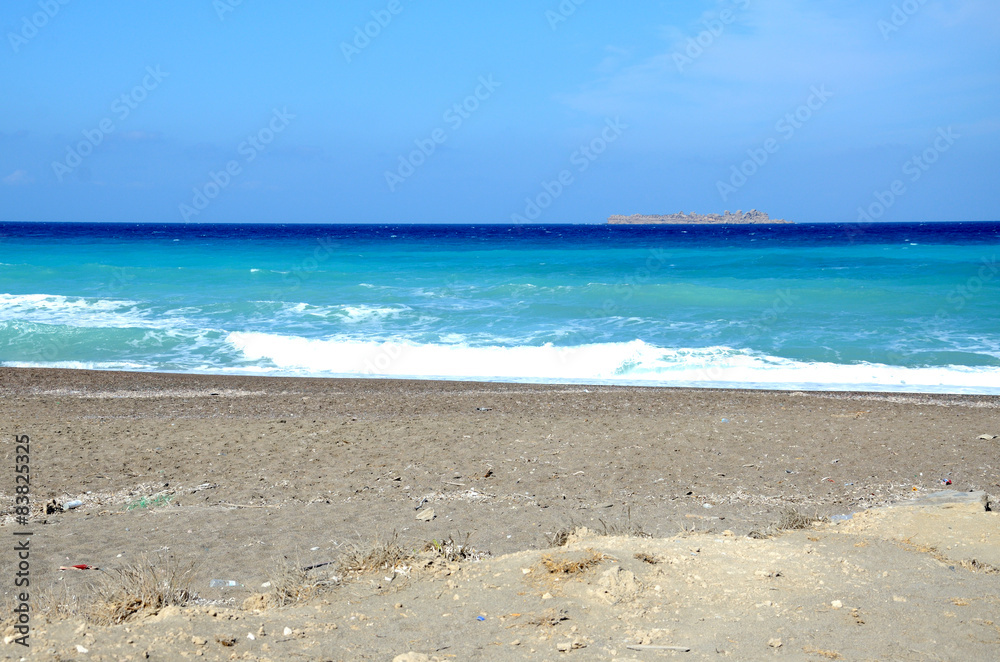 Fototapeta premium Beach surrounding Rhodes city