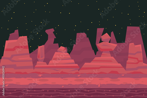 Seamless Night Desert Death Canyon Nature Concept Flat Design