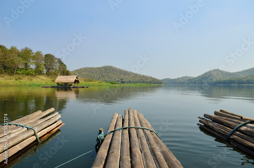 Thai bamboo floating on lake