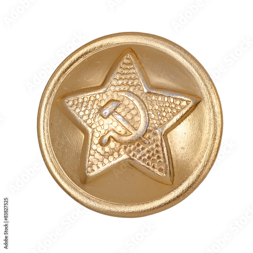 Button with Red Army uniforms of the USSR. Isolated on white